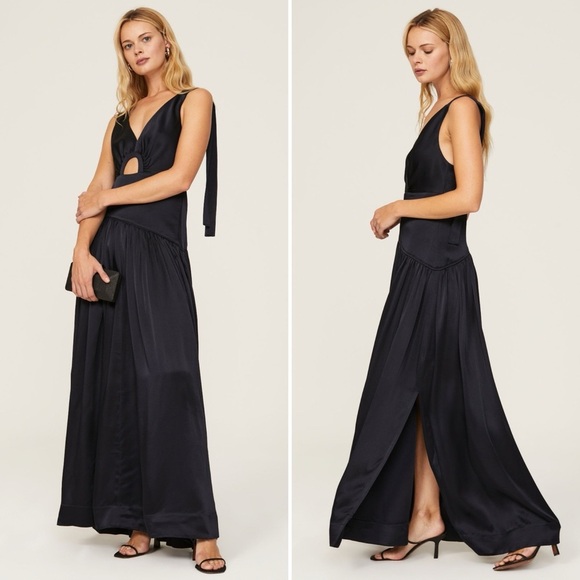 3.1 Phillip Lim Navy Satin Maxi Gown Dress - Size 6 - Picture 3 of 8